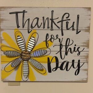 Thankful For This Day Wall Art - Yellow Daisy Accent